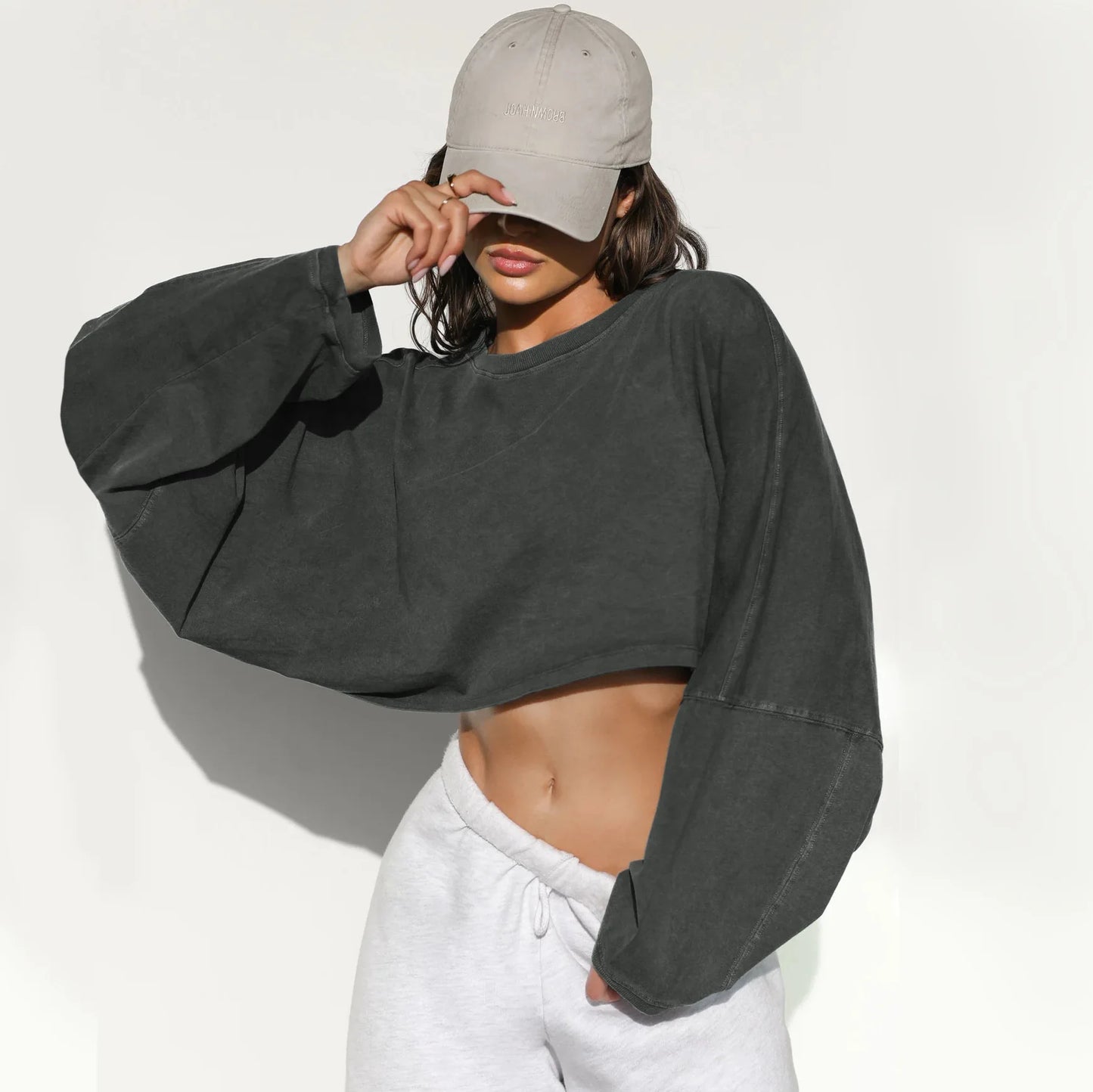 Loose Round Neck crop Sweatshirt