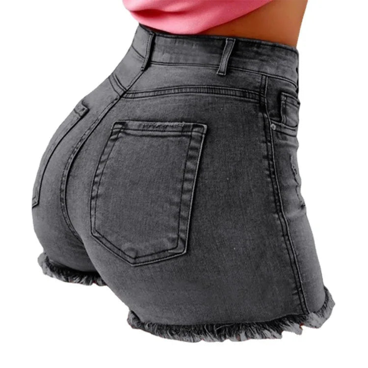 Denim Shorts Washed Distressed