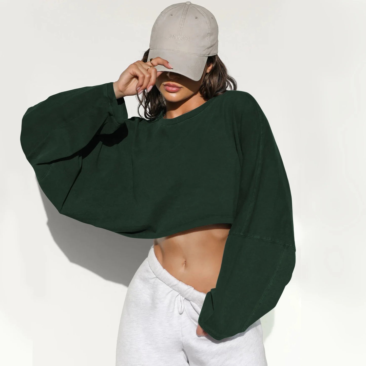 Loose Round Neck crop Sweatshirt