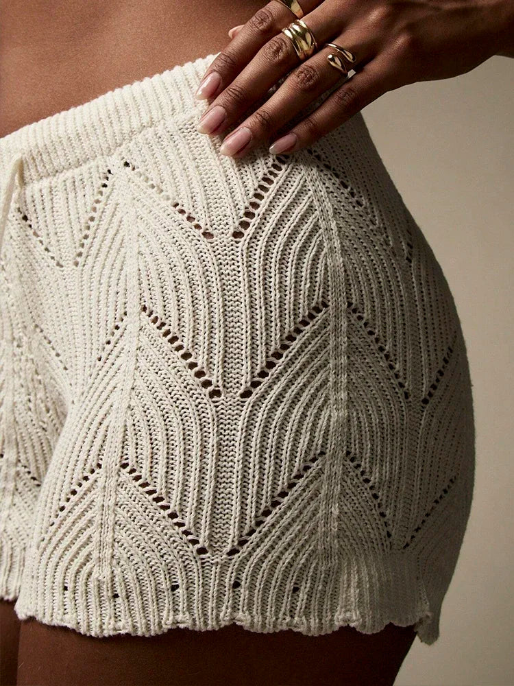 Handmade Crochet Knitting Drawstring Shorts