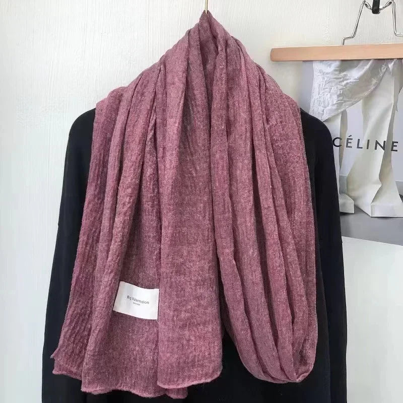 Super Soft Plain Cotton and Linen Scarf