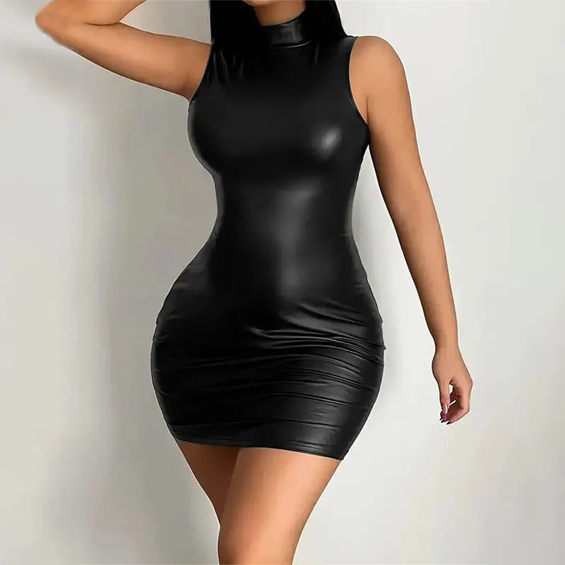 Leather Slim Fit Short Dress