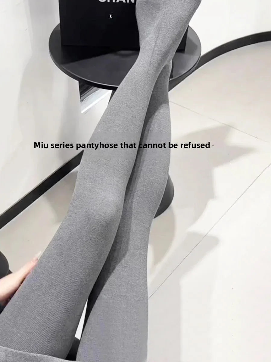 Autumn Gray Elastic High Waist Stockings