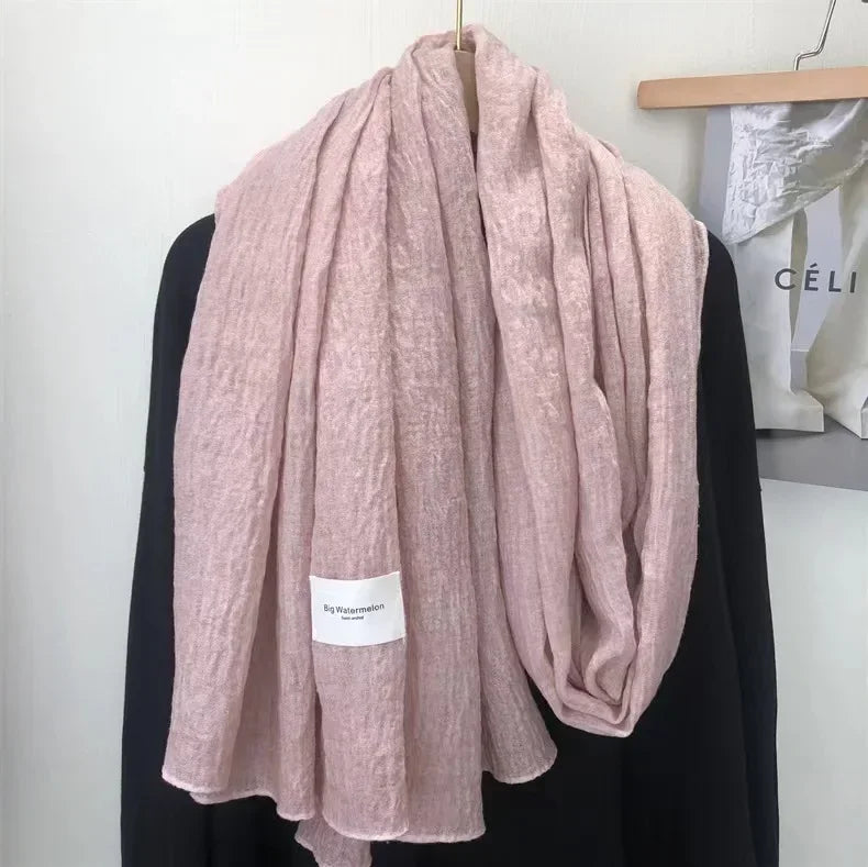 Super Soft Plain Cotton and Linen Scarf