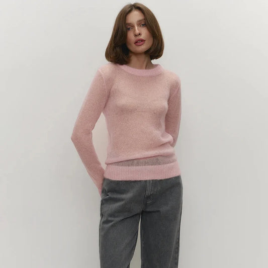Mohair Long Sleeve Knit Sweater