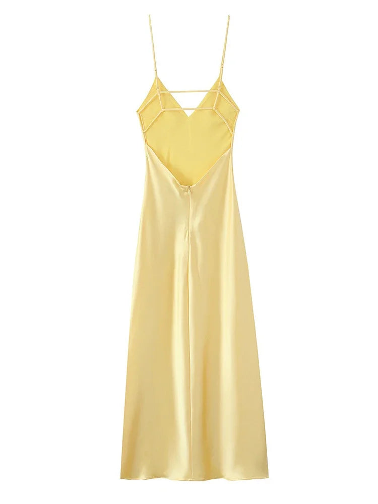 Orange Backless Stain Maxi Dress