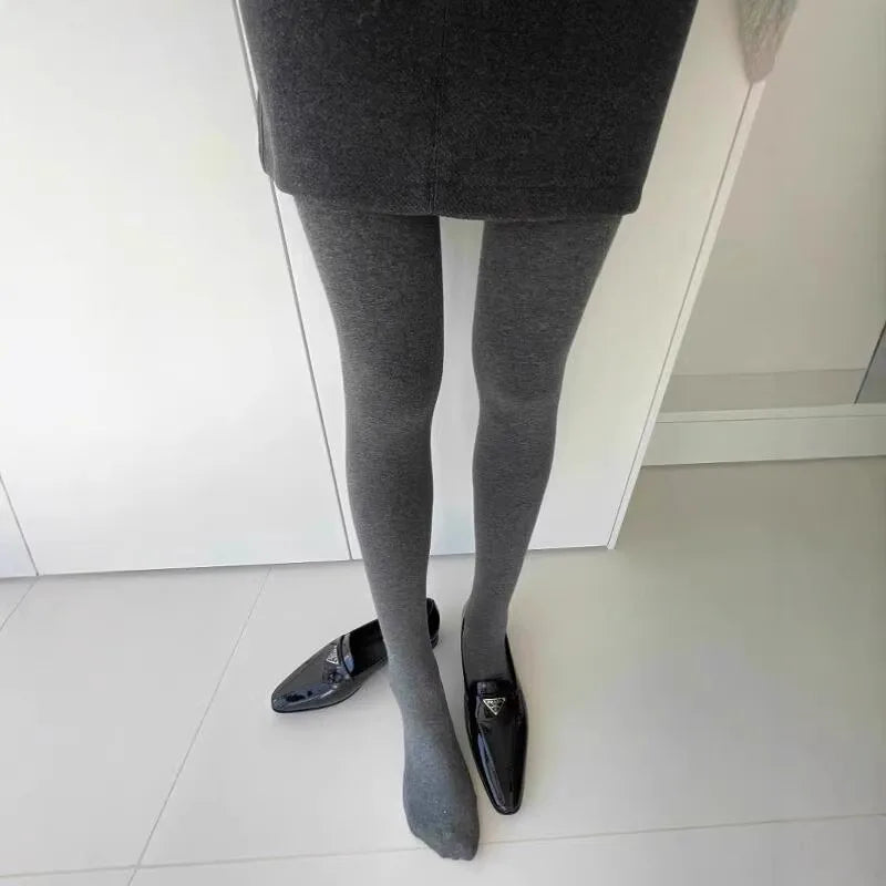 Autumn Gray Elastic High Waist Stockings