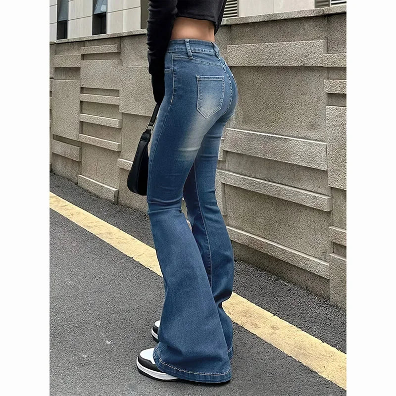 High Waist Flared Jeans Stretchy Bootcut