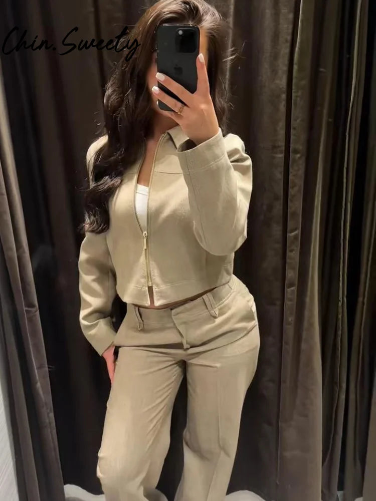 Loose Coat Pant Sets