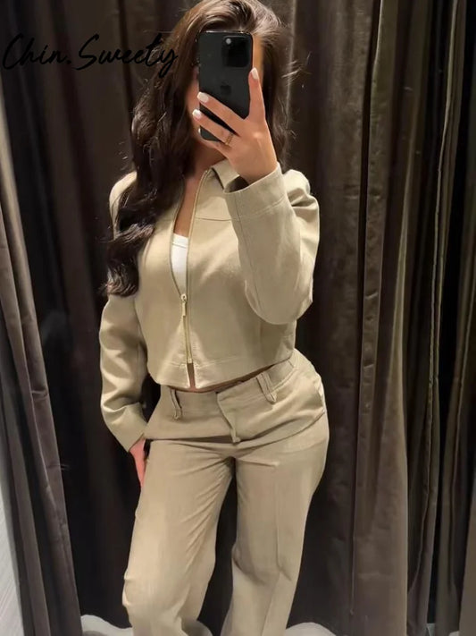 Loose Coat Pant Sets