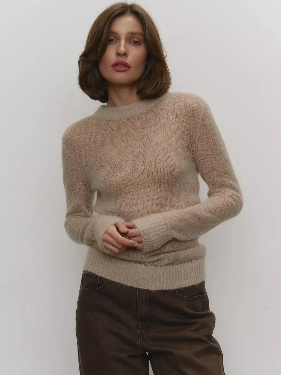 Mohair Long Sleeve Knit Sweater