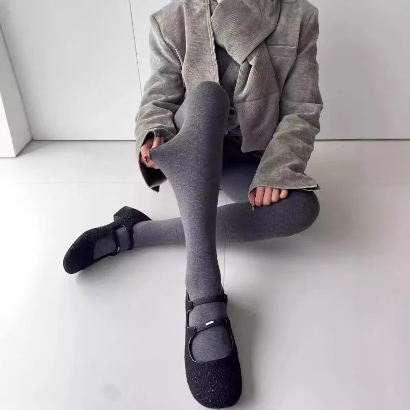 Autumn Gray Elastic High Waist Stockings