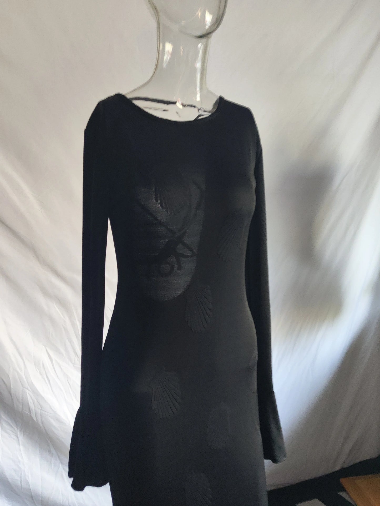 Shell print flared sleeve Dress
