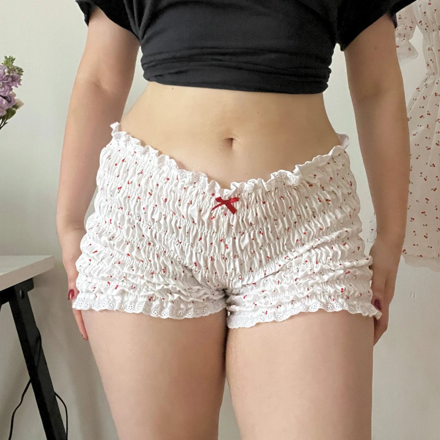 Slim Fit Smocked Shorts