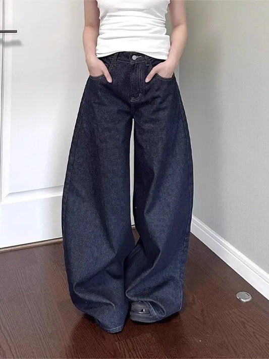 Black high street vibe wide-leg jeans