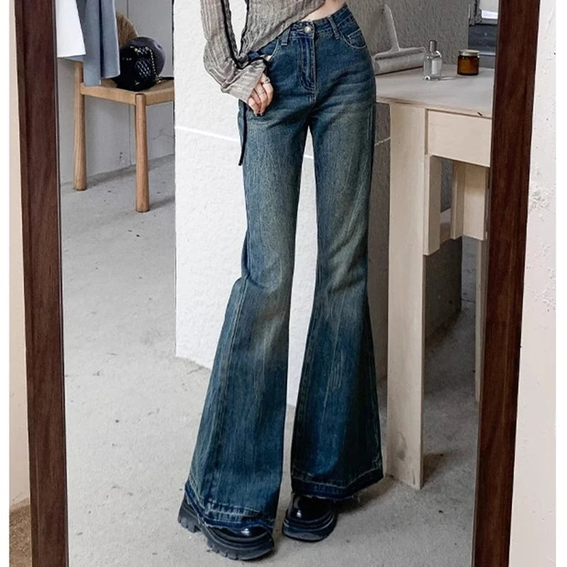 High Waist Vintage Casual Flare Jeans