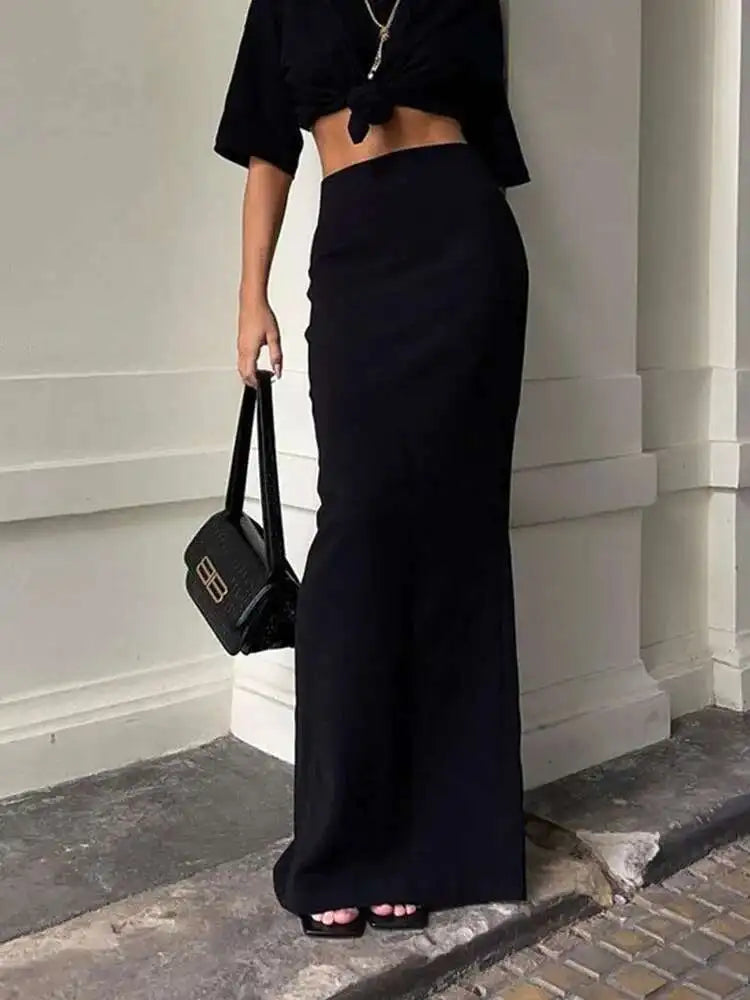 Black Long Straight Skirt