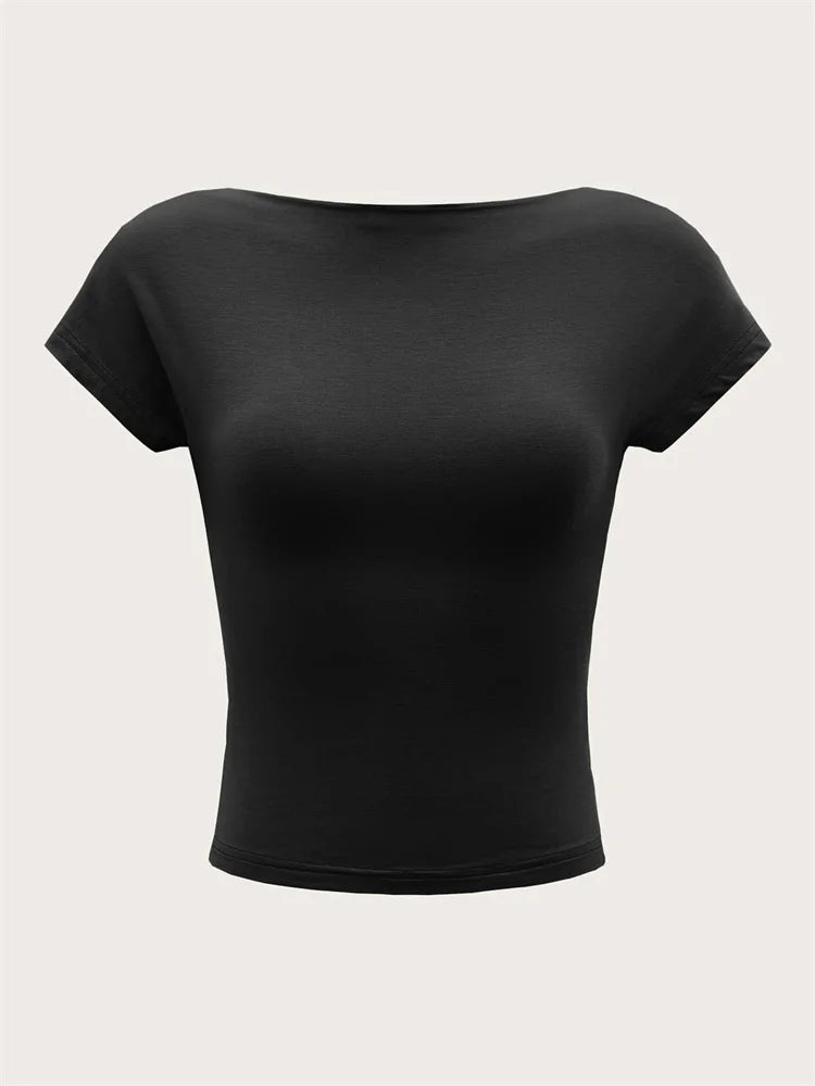 Backless T-shirt Short Sleeve