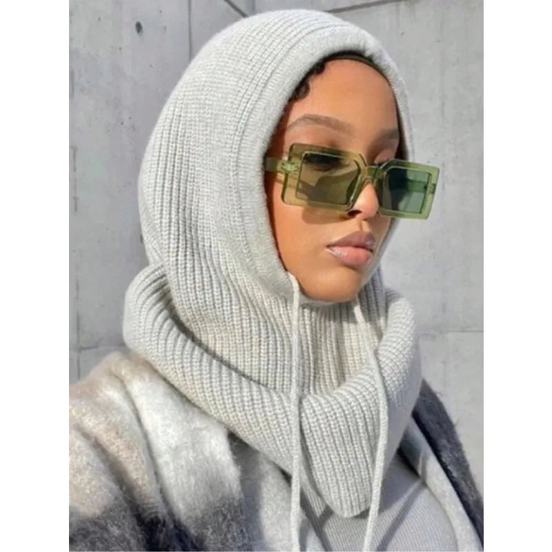 Stylish Thick Drawstring Hood Scarf