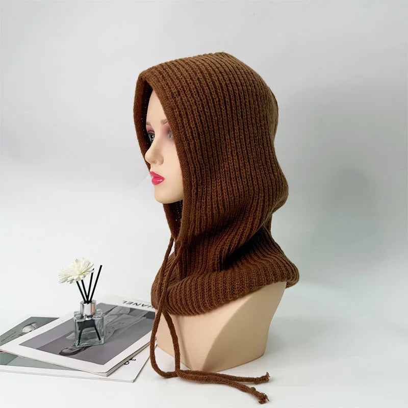 Stylish Thick Drawstring Hood Scarf