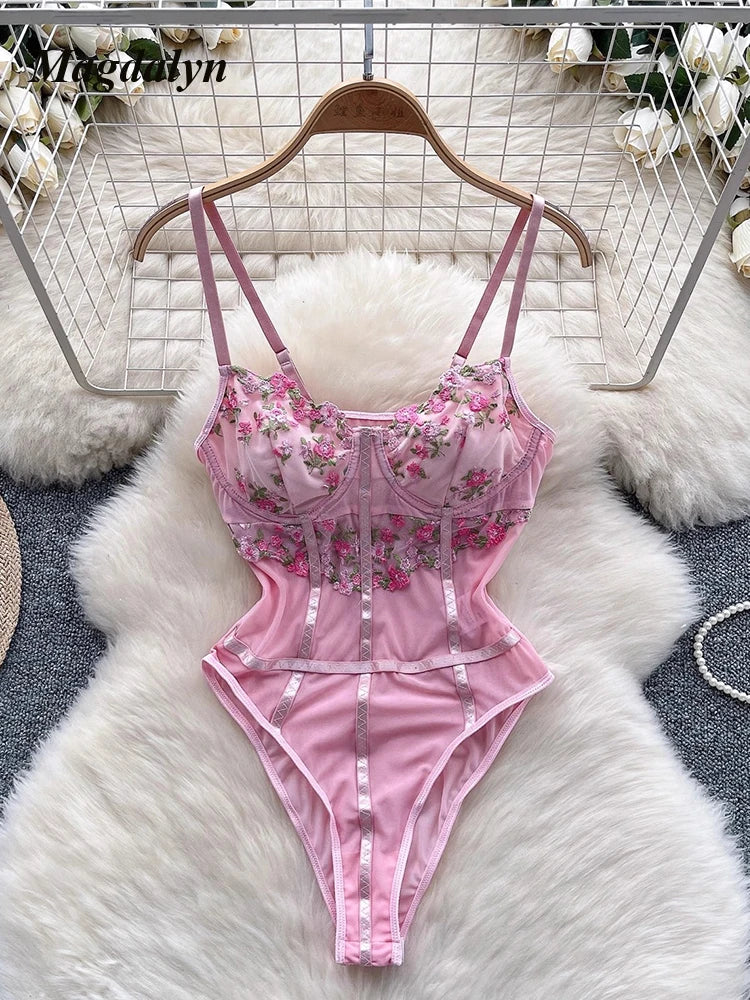 Magdalyn Bodysuit Flower Embroidery