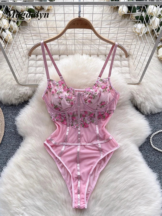 Magdalyn Bodysuit Flower Embroidery