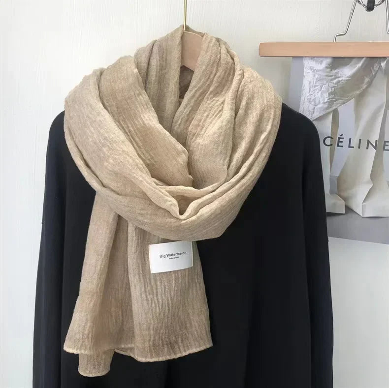 Super Soft Plain Cotton and Linen Scarf
