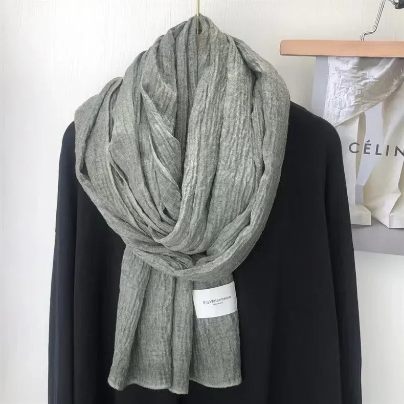 Super Soft Plain Cotton and Linen Scarf