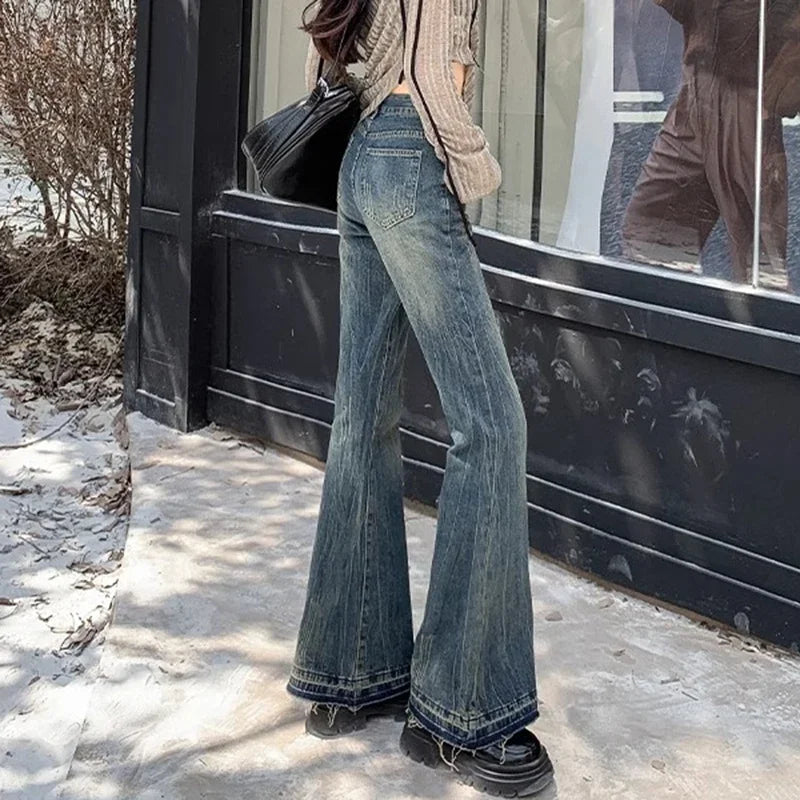 High Waist Vintage Casual Flare Jeans