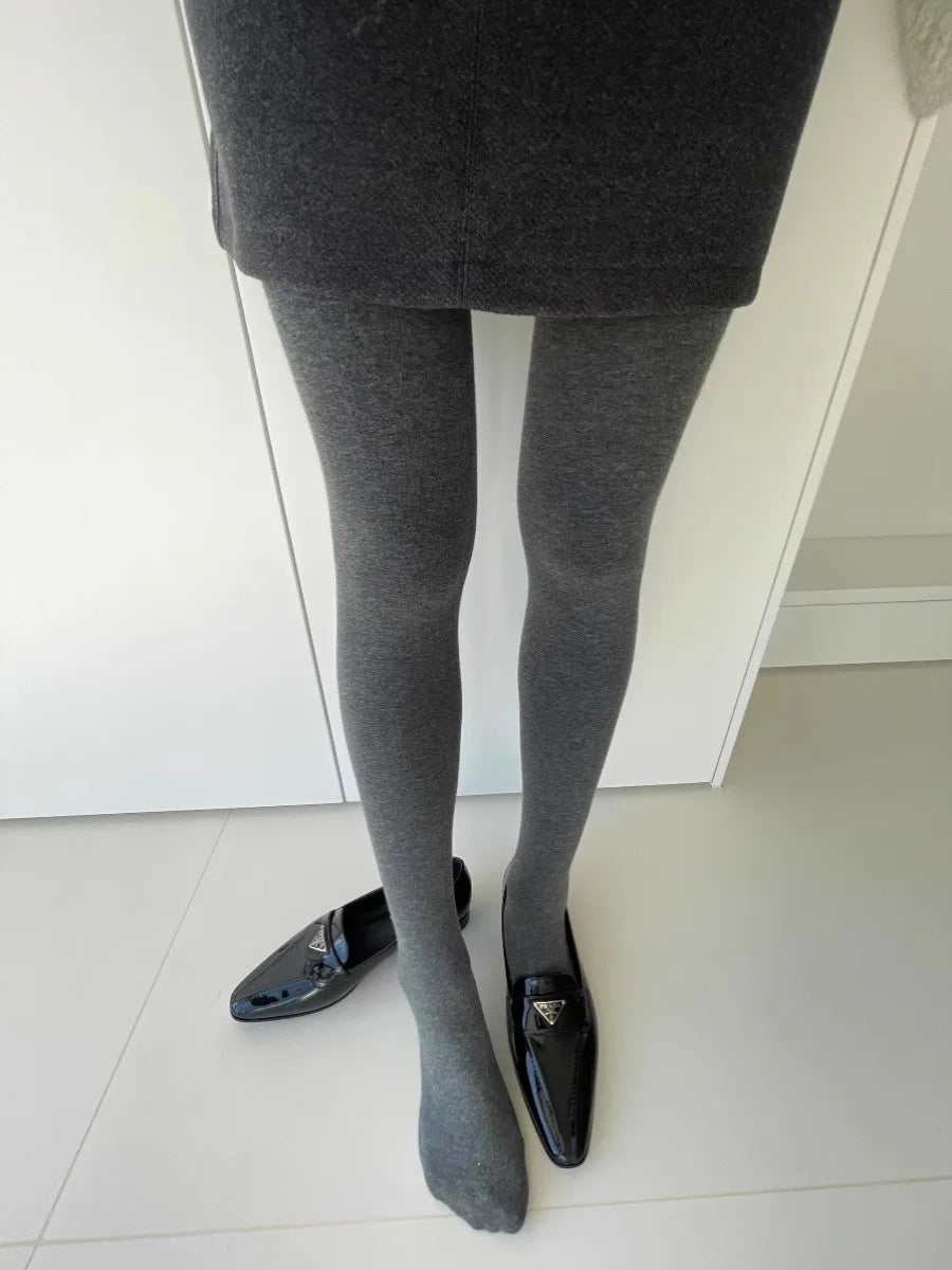 Autumn Gray Elastic High Waist Stockings