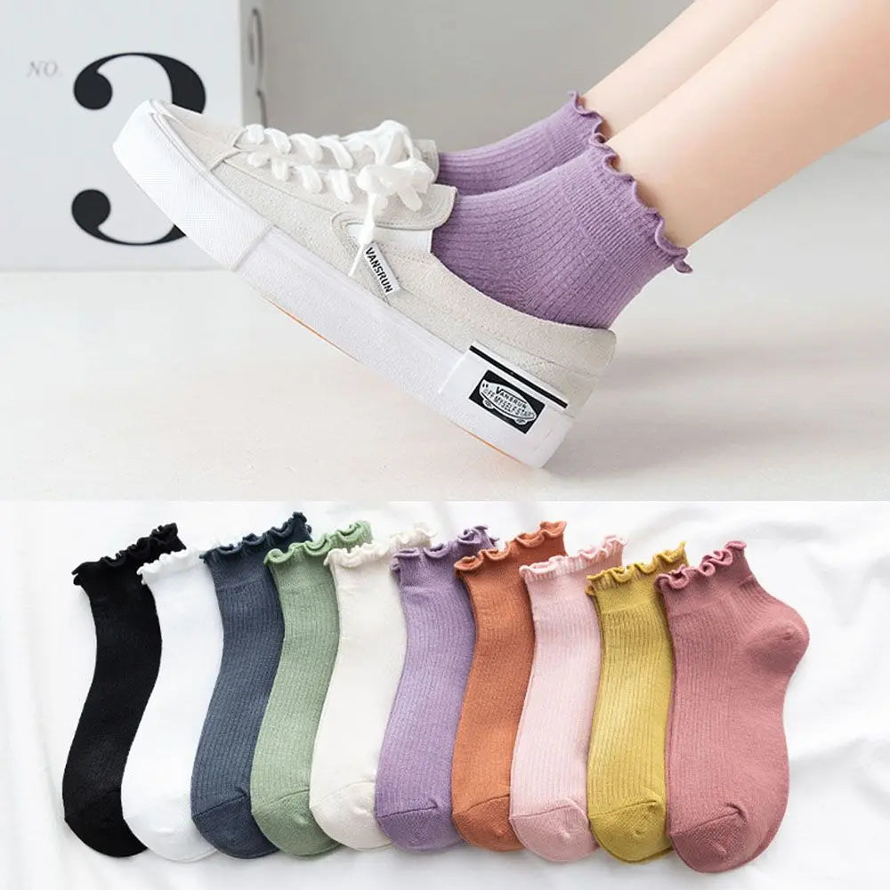 Short Boat Socks Frilly Ruffle Socks