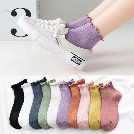 Short Boat Socks Frilly Ruffle Socks