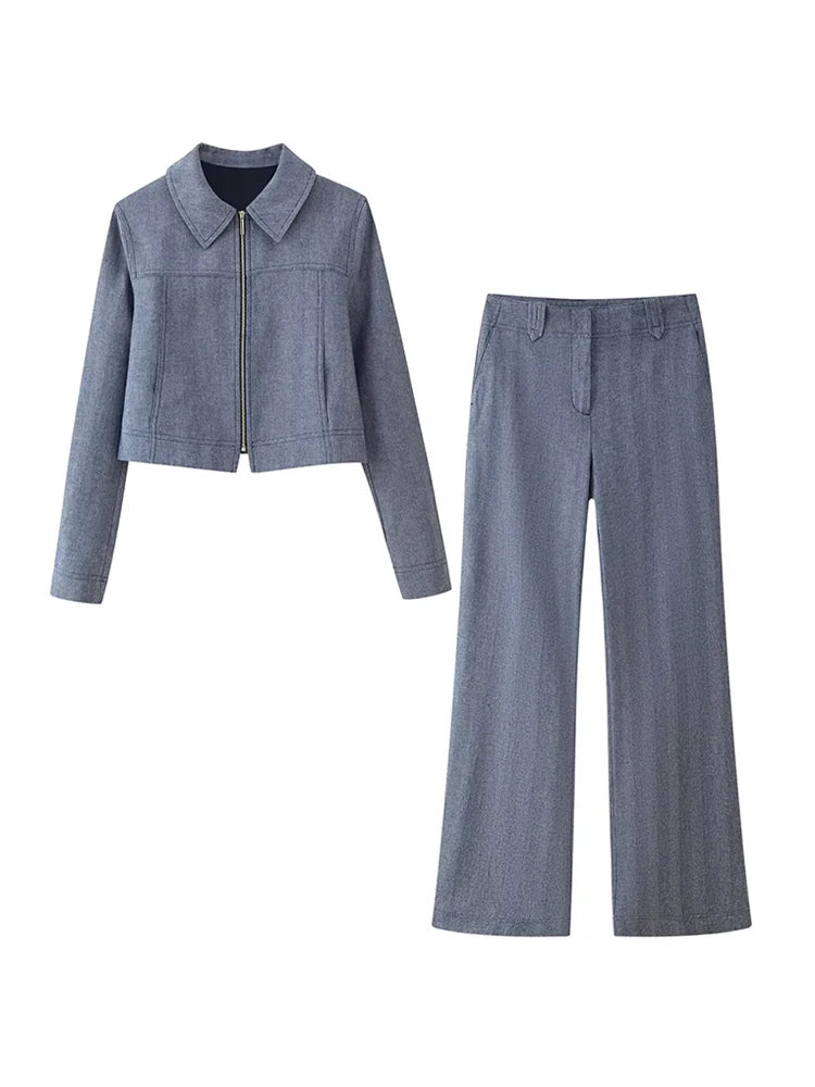 Loose Coat Pant Sets