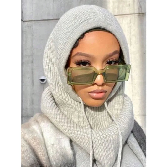 Stylish Thick Drawstring Hood Scarf