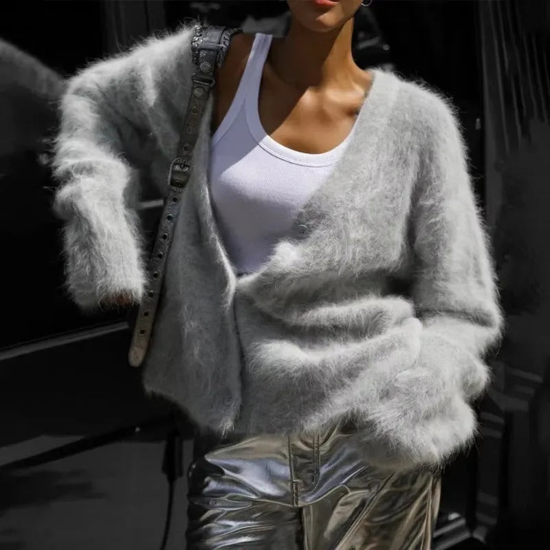 Casual V Neck Oversized Sweater