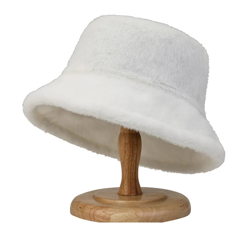 Women's Winter Faux Fur Soft Fluffy Plush Bucket Hat