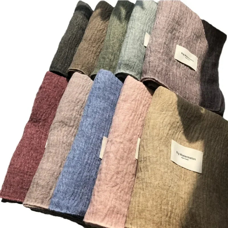 Super Soft Plain Cotton and Linen Scarf