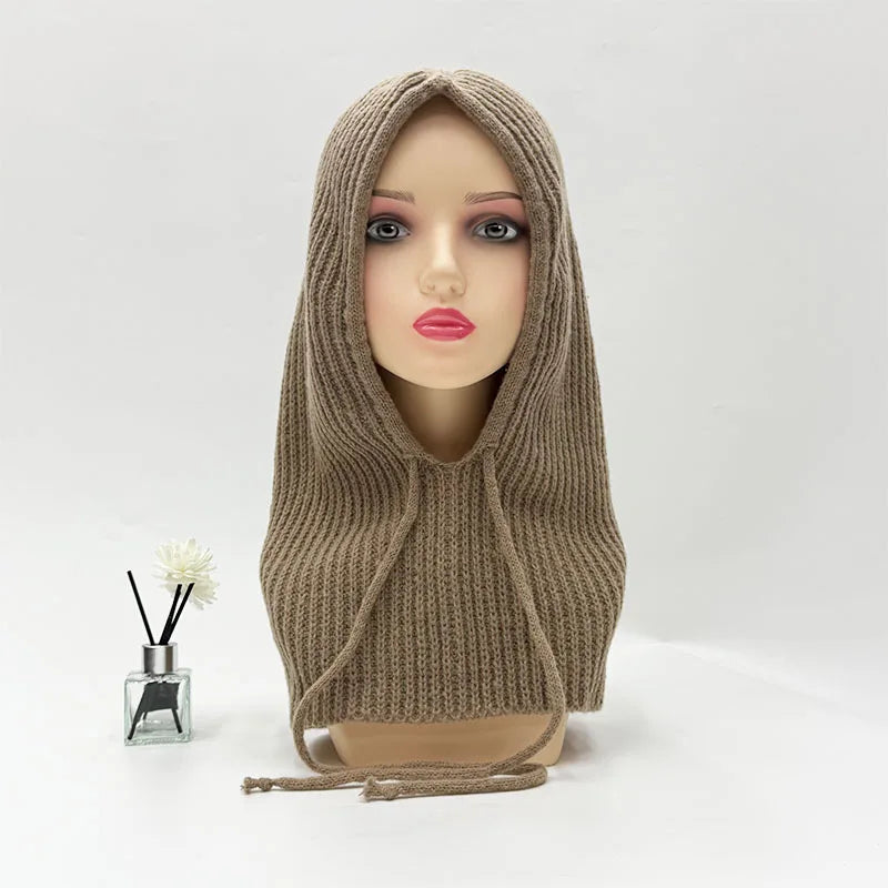 Stylish Thick Drawstring Hood Scarf