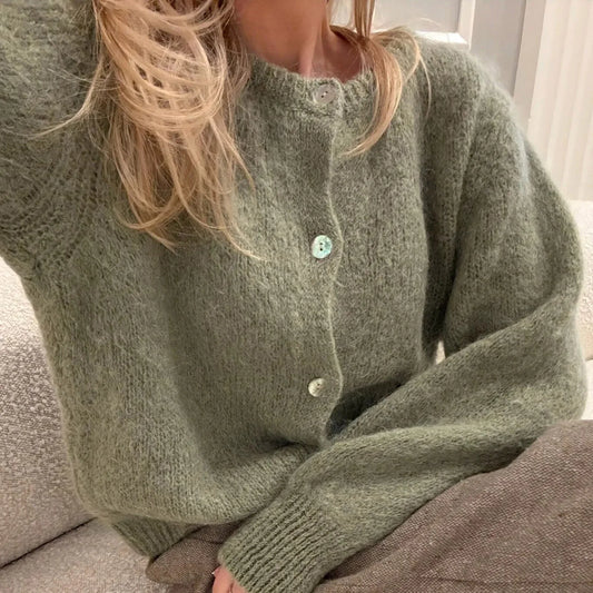 Vintage Crew Neck Knitted Cardigan
