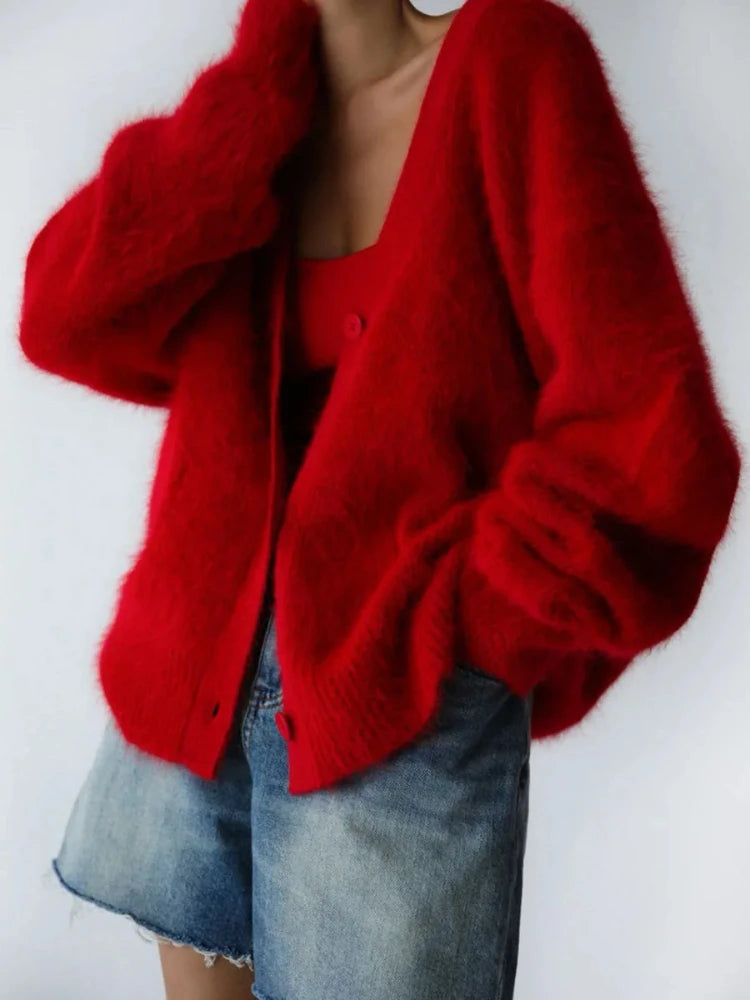 Casual V Neck Oversized Sweater