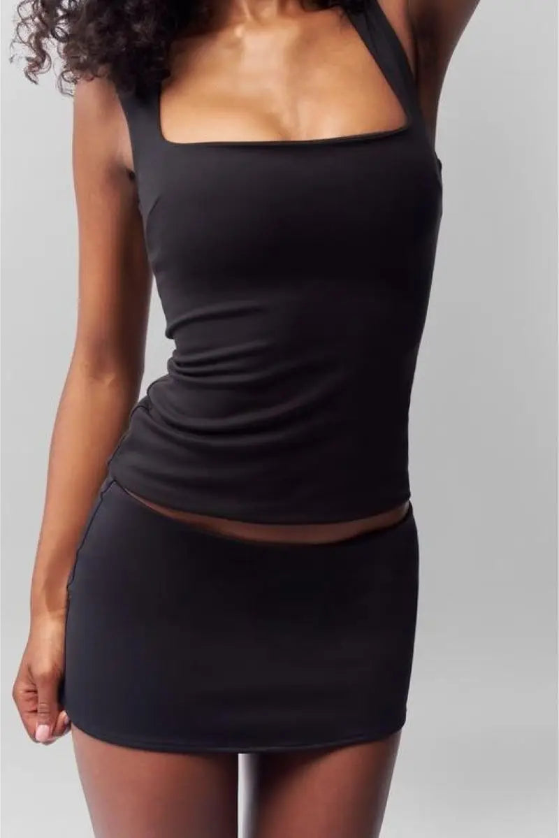 Guiz Low-Waist Elastic Hip Skirt Black Skirt