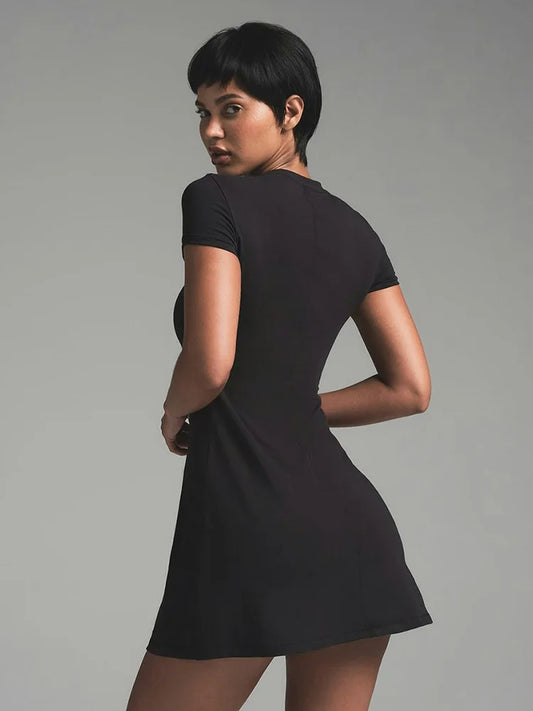 Short Sleeve A-Line Slim Mini Dress