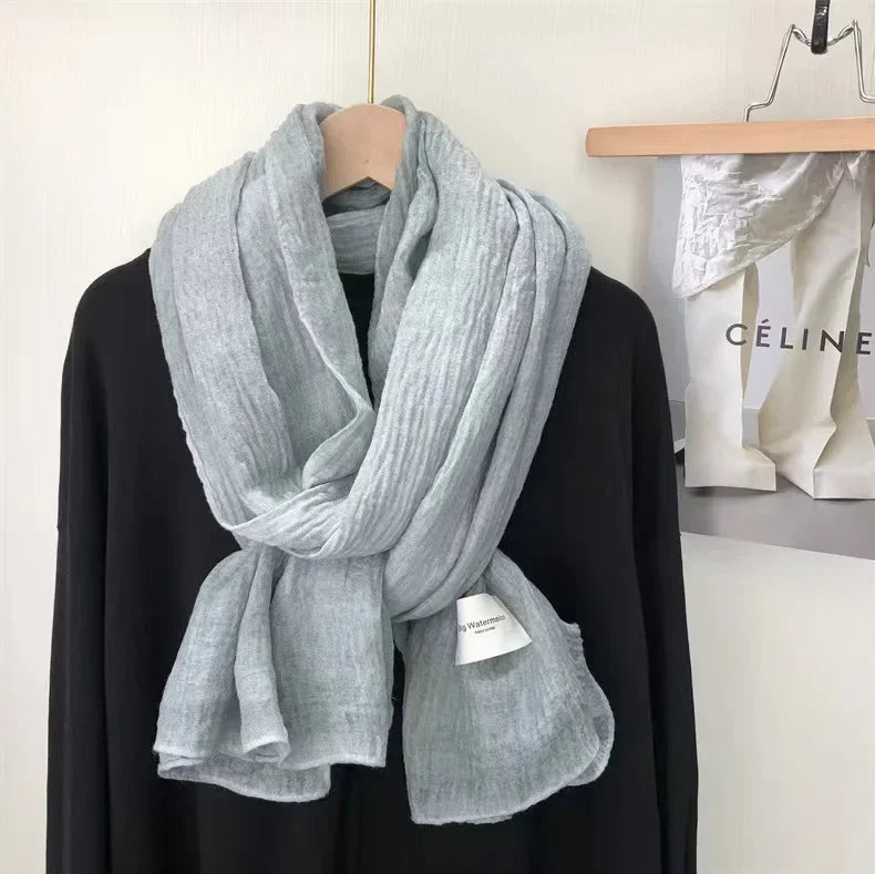 Super Soft Plain Cotton and Linen Scarf