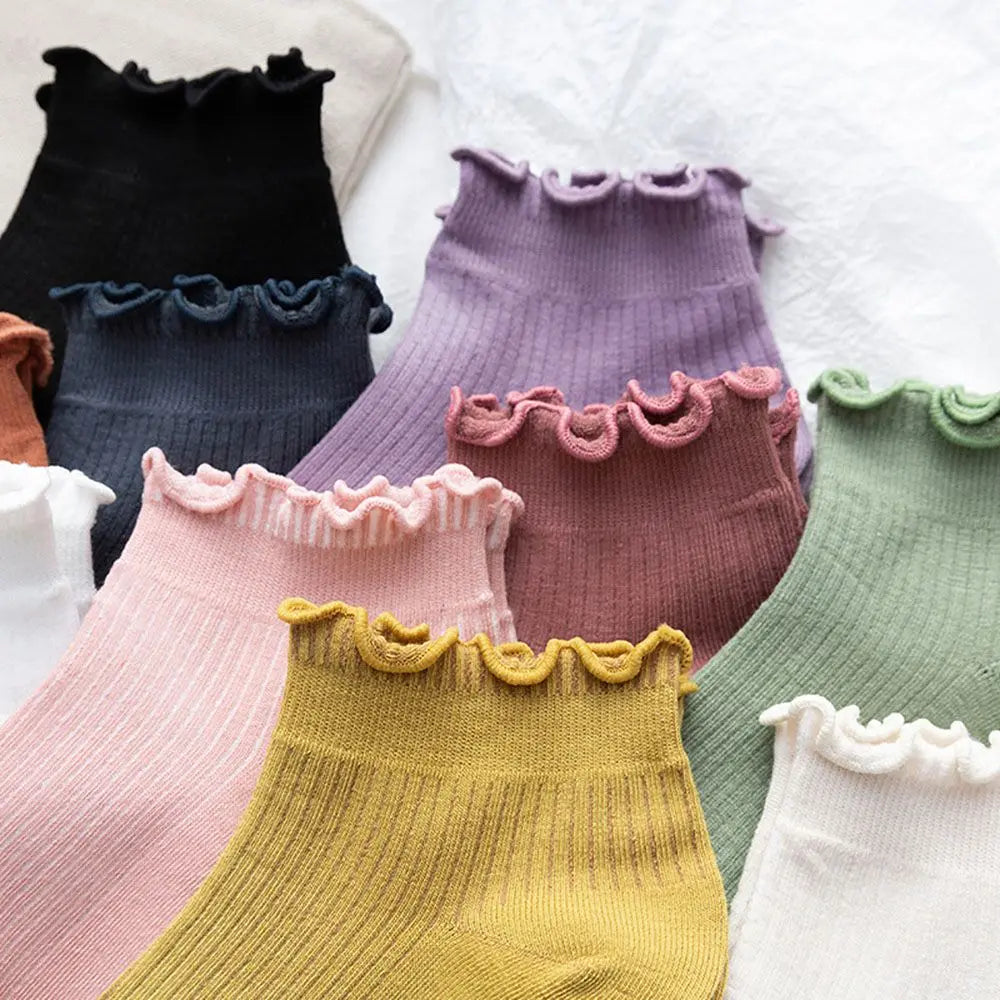 Short Boat Socks Frilly Ruffle Socks