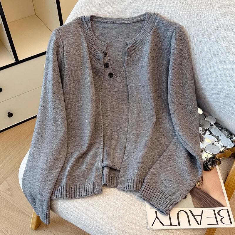 Cozy Two-piece Long Sleeve Cardigan