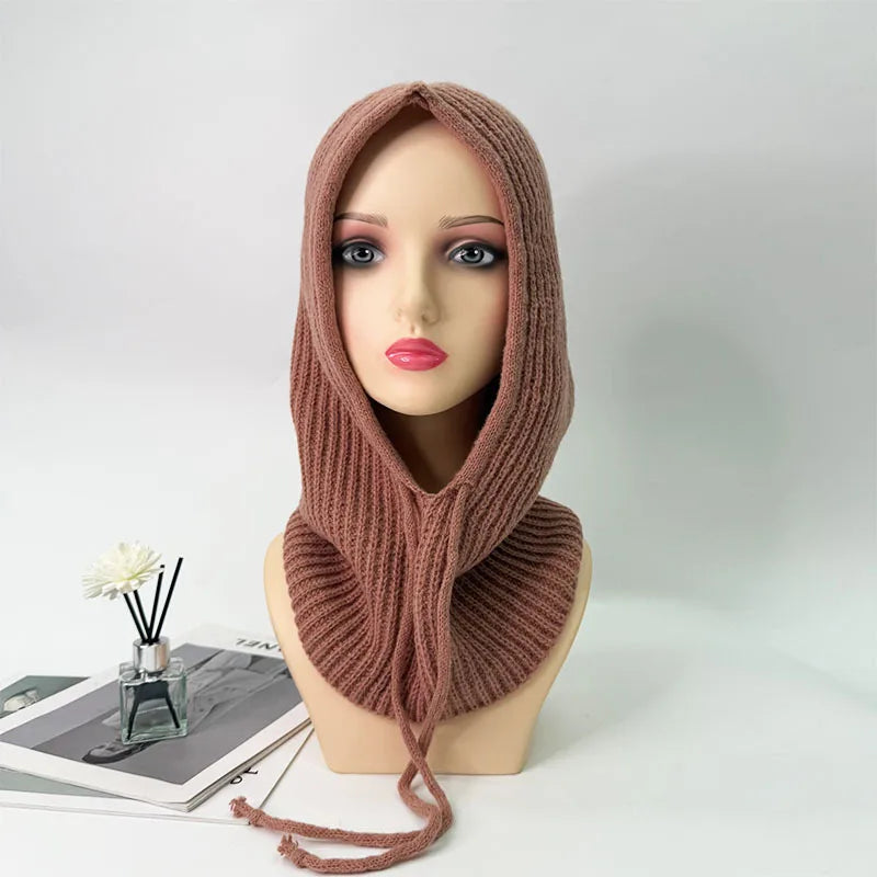 Stylish Thick Drawstring Hood Scarf