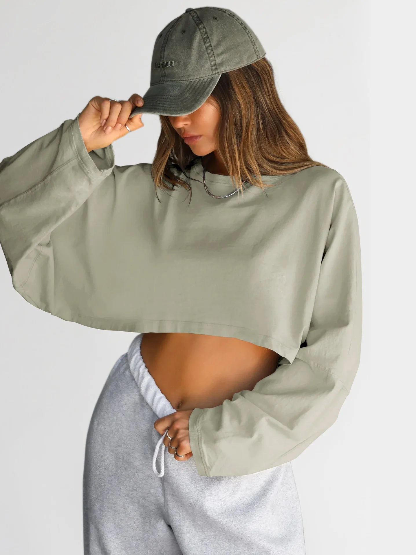 Loose Round Neck crop Sweatshirt