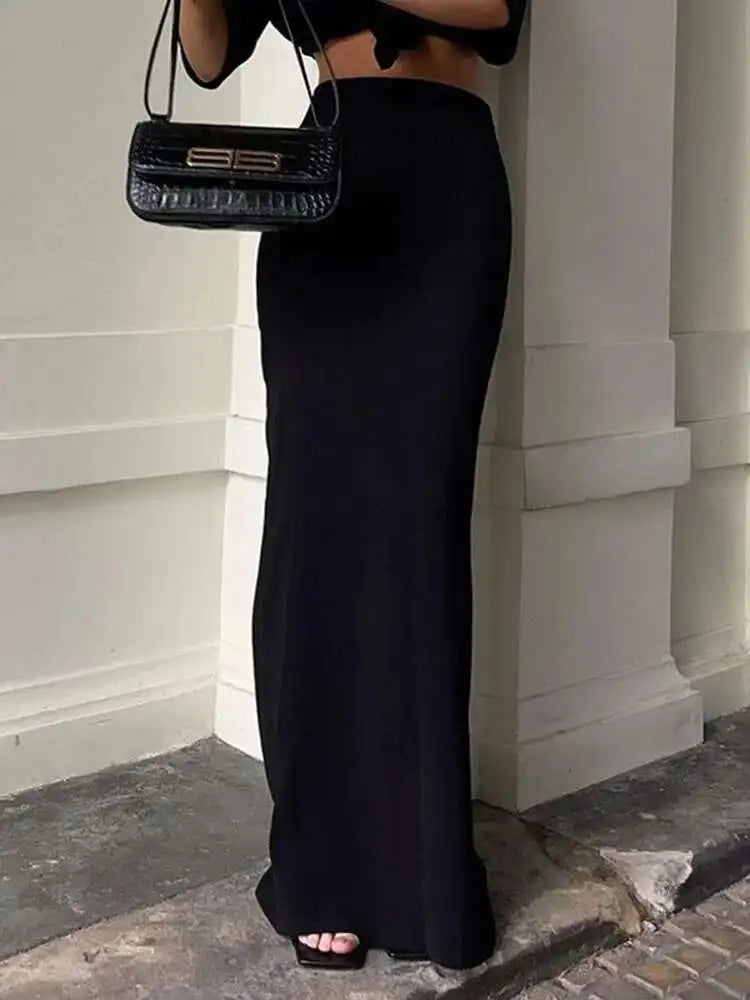 Black Long Straight Skirt