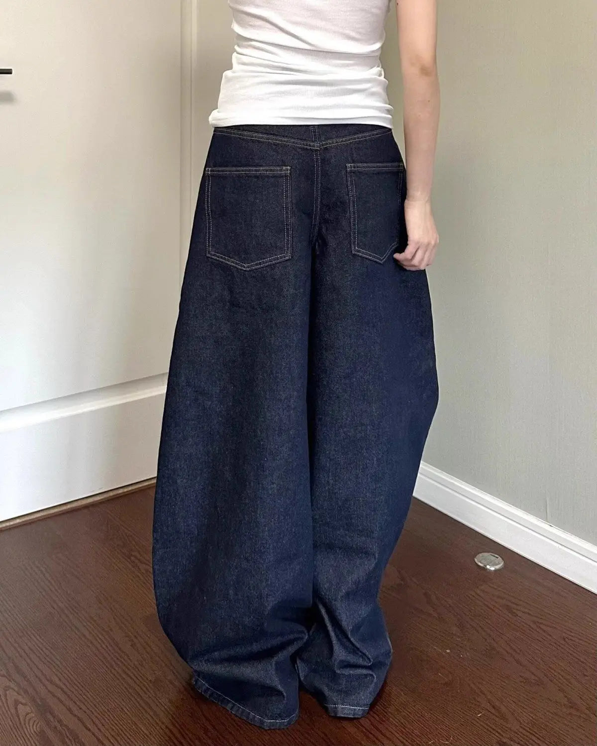 Black high street vibe wide-leg jeans