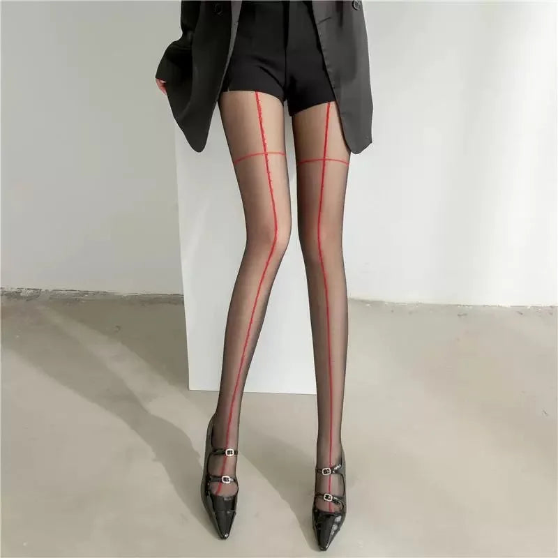 Black Line Pattern Stockings